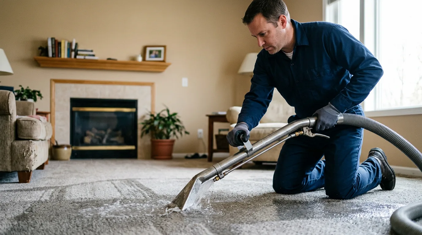 Water damage restoration technician working near Columbus, WI